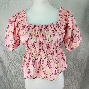 Celebrity Pinkpuffed sleeve floral crop top Size Large